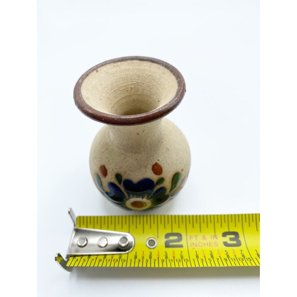 Vintage Tonala Pottery Miniature Floral Vase Toothpick Holder Mexican Folk Art - Picture 7 of 7